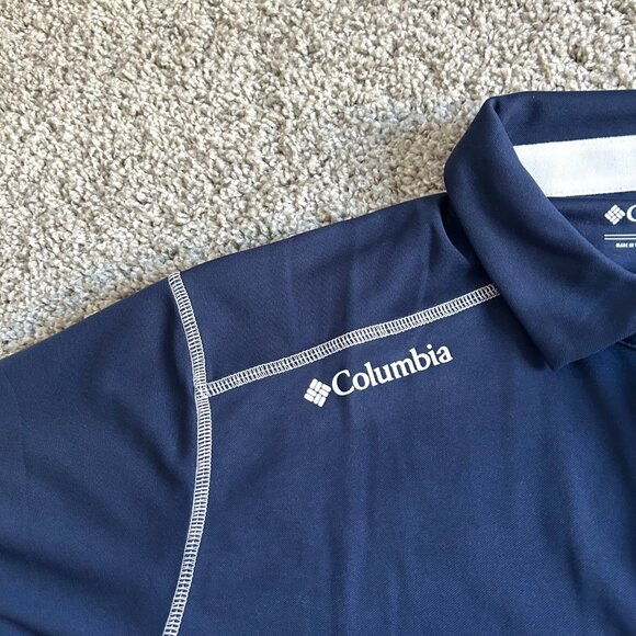 Columbia Men's Sz Large Golf Navy Polo Shirt Xavier University Logo - Picture 5 of 10
